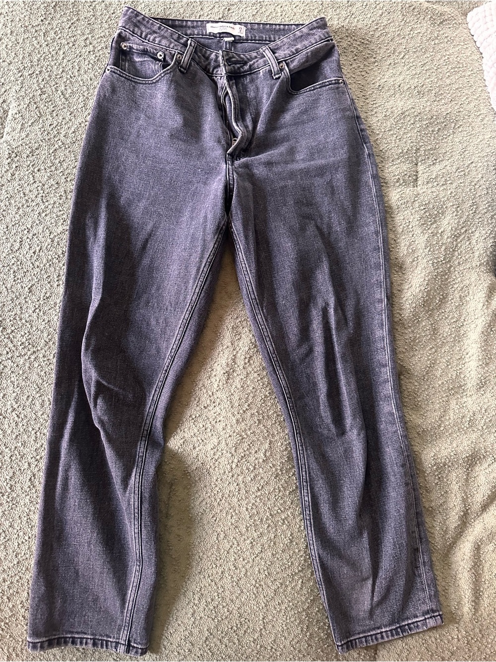 Abercrombie & Fitch Women’s Straight Leg Jeans - Charcoal